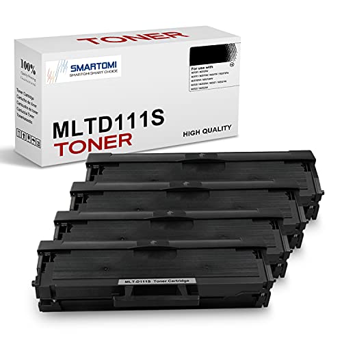 SMARTOMI - 4 Cartucho de tóner Negro MLT-D111S Compatible con Cartuchos Samsung MLTD111S para impresoras Samsung Xpress SL M2026 M2020 M2070 M2022 M2071 M2074 M2077 y M2078