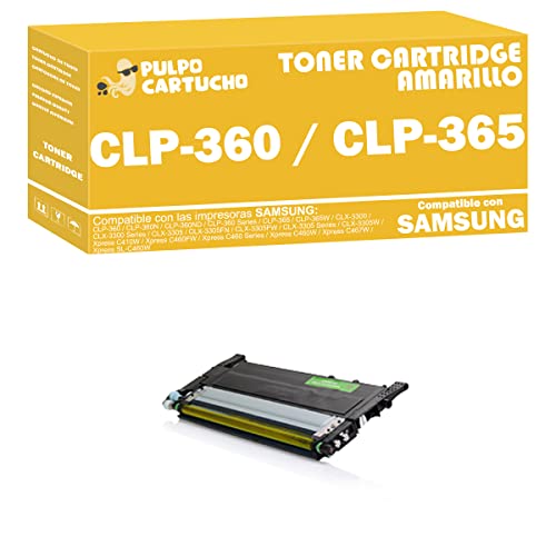 Pulpo Cartucho - Toner CLP-360 / CLP-365 Amarillo Compatible con Samsung CLT-Y406S - Premium - Valido para Impresoras Samsung CLP-360 / CLP-365 / CLX-3300 / CLX-3305 / Xpress C410 / Xpress C460 Series