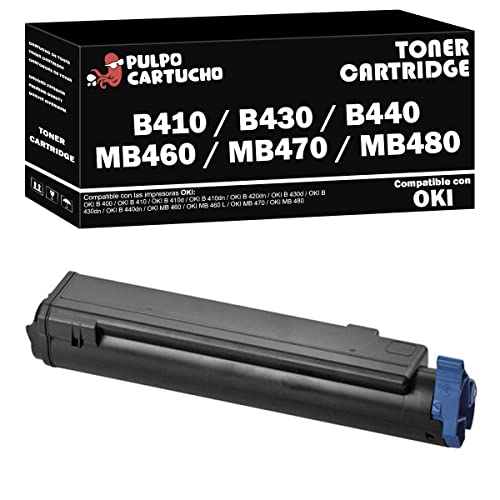 Pulpo Cartucho - Toner B410 / B430 / B440 / MB460 / MB470 / MB480 Compatible con Oki 43979102 - Valido para Impresoras Oki B 400 / B 410 / B 420dn / B 430 / B 440dn / MB 460 / MB 470 / MB 480