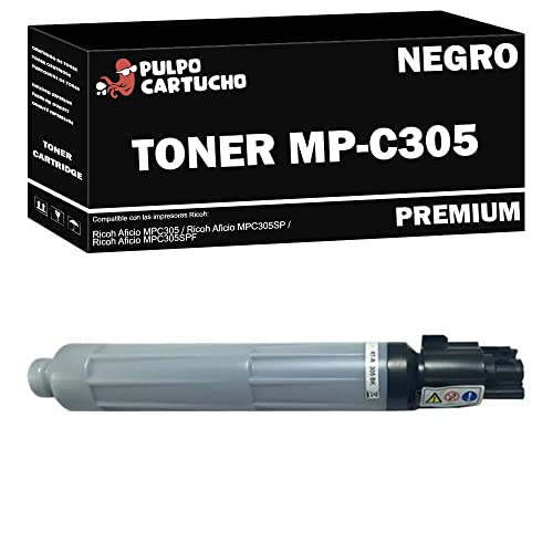 Pulpo Cartucho - Toner MP C305 Negro Compatible con Ricoh / Ref. 842079 / 841618 - Valido para Impresoras Aficio MP C305 SP / Aficio MP C305 SPF