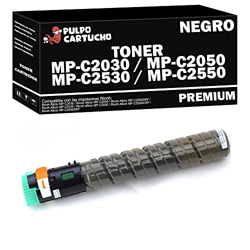 Pulpo Cartucho - Toner MP C2030 / C2050 / C2530 / C2550 Negro Compatible con Ricoh / Ref. 841196 - Valido para Impresoras Aficio MP-C2030/C2050/C2050SPF/C2530/C2550/C2550CSP/C2550SPF