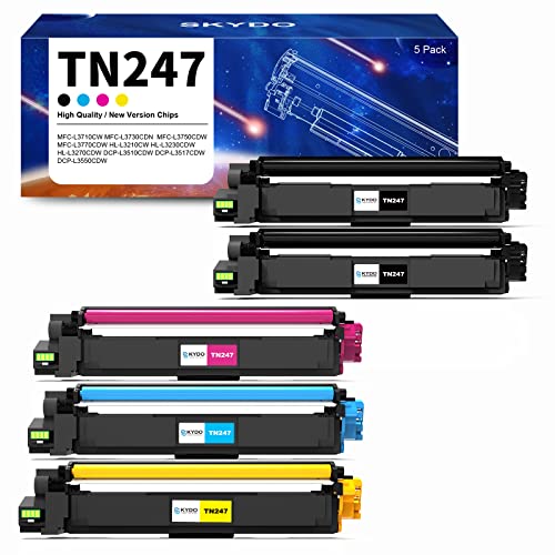 Skydo TN247 Cartucho de Tóner para Brother TN-243CMYK Compatible para Toner Brother DCP-L3550CDW MFC-L3750CDW MFC-L3770CDW MFC-L3710CW HL-L3210CW HL-L3230CDW HL-L3270CDW ( TN243CMYK, Pack de 5)
