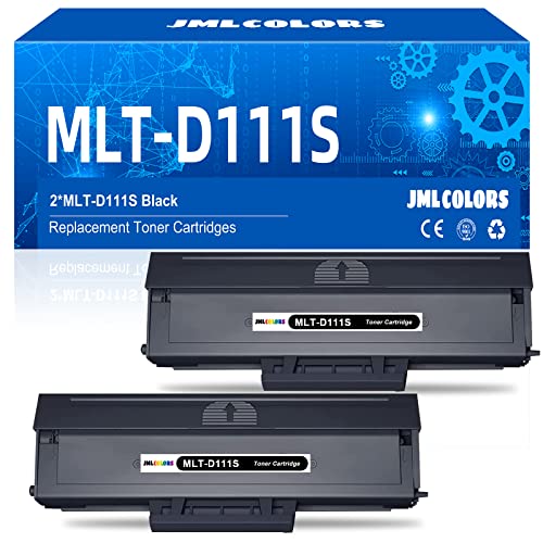JMLCOLORS D111S Toner Compatible con Samsung MLT-D111L MLT-D111S Tóner para Samsung Xpress M2026W M2026 SL-M2070 SL-M2070W SL-M2070F SL-M2070FW M2020W M2020 M2022 M2022W Impresora Láser (2 Negros)