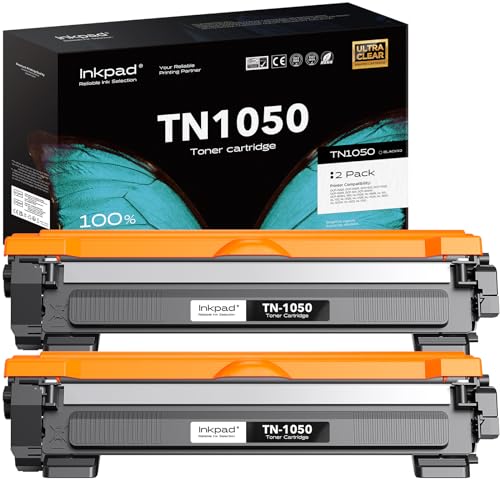 iNKPAD TN1050 TN-1050 Cartuchos de Toner compatibles para Brother DCP-1612W HL-1110 HL-1210W HL-1212W DCP-1510 DCP-1610 DCP-1610W MFC-1810 MFC-1910W Impresora (Negro,2-Pack)